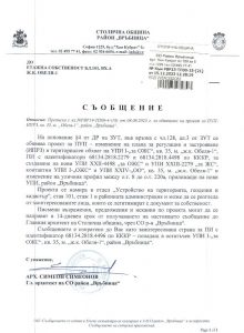 съобщение с изх. № РВР23-ТП00-15-21 от 15.12.2023 г.