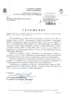 съобщение с изх. № РВР23-ТП00-15-27 от 15.12.2023 г.